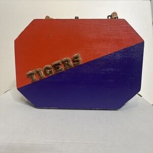Vintage Clemson Tigers Purse With Bamboo Strap